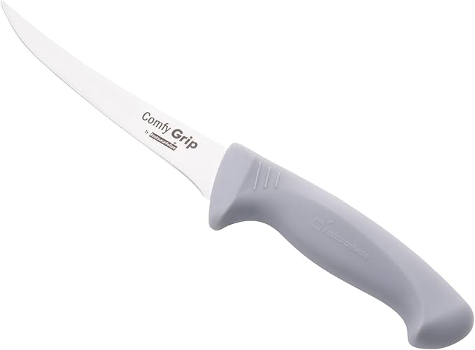 Restaurantware 6 Inch Boning Knife Stainless Steel Ergonomic Handle Non-Slip Grip Durable Kitchen Knife, Dishwasher-Friendly for Home Cooking, Meat, Fish, Poultry, Gray