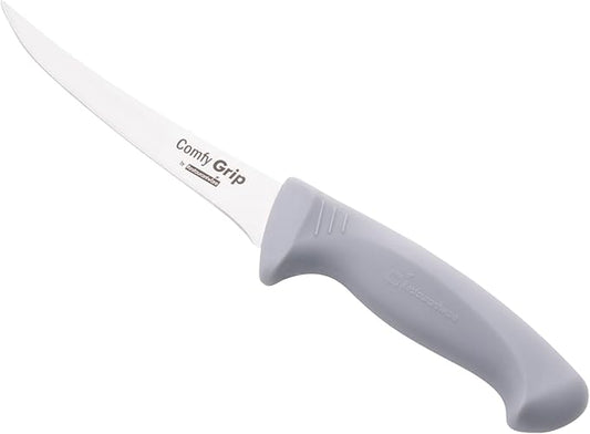 Restaurantware 6 Inch Boning Knife Stainless Steel Ergonomic Handle Non-Slip Grip Durable Kitchen Knife, Dishwasher-Friendly for Home Cooking, Meat, Fish, Poultry, Gray
