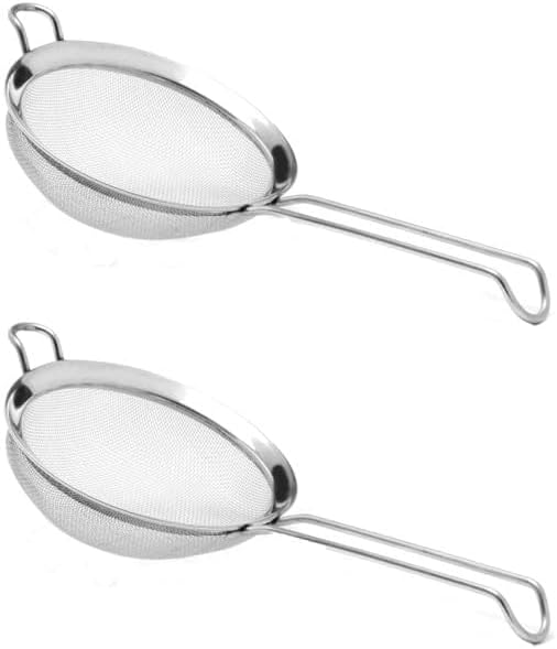 YBM HOME Pack of 2 Stainless Steel Fine Mesh Strainer Colander Sieve with Handle for Rinsing Grains Beans Rice Fruits etc. 5-Inches 2312-2silver 5 in
