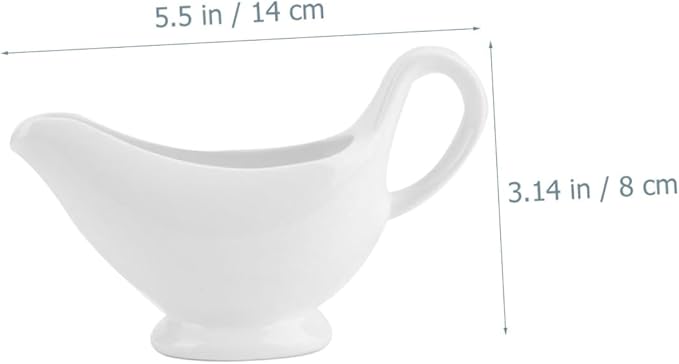 Cabilock Ceramic Gravy Boat 6.1X3.6In Porcelain Sauce Server with Handle for Gravy Salad Dressings Condiments and Sauces Ideal for Kitchen Dining and Entertaining