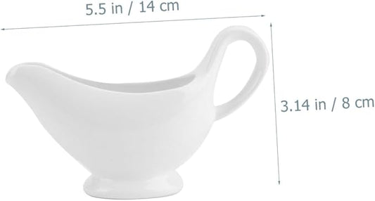 Cabilock Ceramic Gravy Boat 6.1X3.6In Porcelain Sauce Server with Handle for Gravy Salad Dressings Condiments and Sauces Ideal for Kitchen Dining and Entertaining