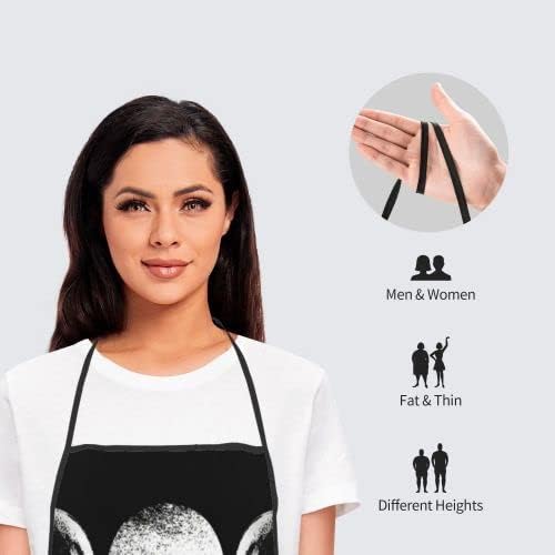 Wicca Star Pentagram Triple Moon Apron Theme Cooking Chef Work Shop Women Men Adult Girl Kid Weavers Baking Decorations Painting Bbq Grilling Kitchen Accessories Party Supplies