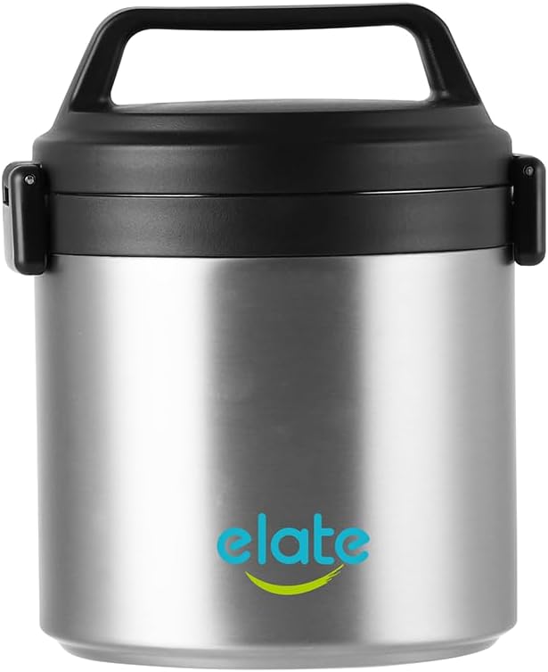 Elate 2-Quart Camp Crock Thermos for Hot/Cold Food | 64oz Stainless Steel Vacuum-Insulated Jar, Wide-Mouth Thermal Food Container, Portable Lunch Pot for Outdoor, Camping, Picnics, Trips, Potlucks