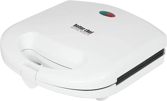 Better Chef Electric Sandwich Grill Press | 2-Sandwich | Non-Stick | Cord & Upright Storage (White)