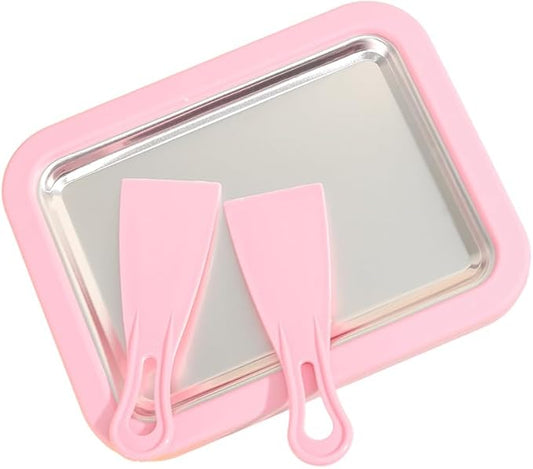 At-Home Rolled Ice Cream Maker Kit - DIY Family Activity with 2 Scrapers, Ideal for Yogurt, Sorbet & Frozen Treats (Pink)