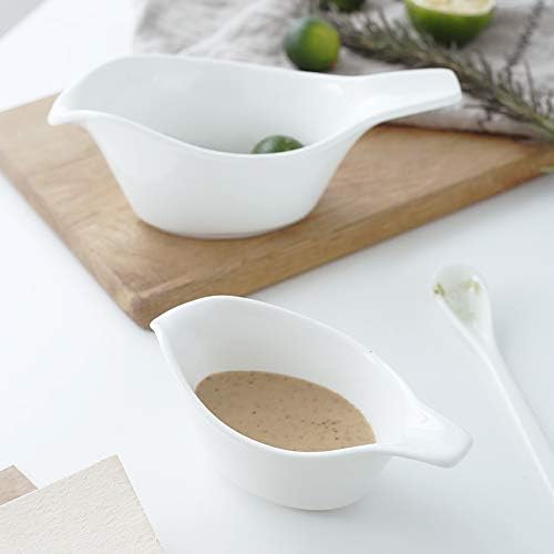 Sizikato Bird-Shaped Pure White Porcelain Easy Pour Gravy Sauce Boat Creamer Pitcher. 5 Oz