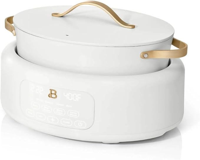 Beautiful 10-in-1 Electric Multi-Cooker, 6-Quart, Digital Display, Non-Stick Pot, One-Touch Control, 10 Cooking Functions (White Icing)