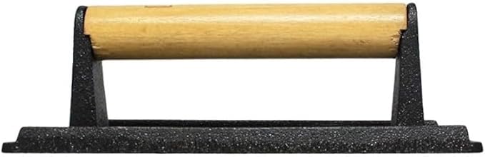 TrueCraftware- 5" X 9" Cast Iron Steak Weight with Wooden Handle- Grill Press Bacon Press Meat Steak Sandwich for Griddle Grill Press Burger Press Griddle Press