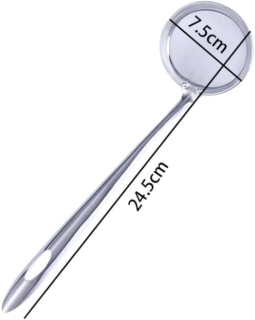 Vctitil 2 Pcs 2.9inch Fine Mesh Food Strainer Stainless Steel Skimmer Spoon Hot Pot Fat Strainer with Long Handle for Skimming Grease and Foam,9.64inch Long