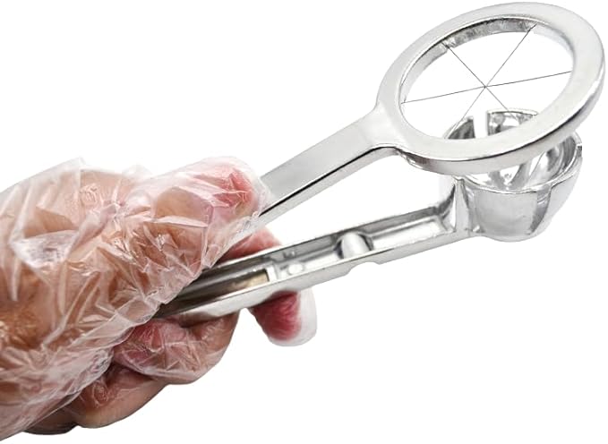 1 Pack Aluminum Cast Wedge Egg Slicer with 18/10 (304) Stainless Steel Wire, Divide Hard Boiled Egg into 6 Equal Segment, Patent Lock Switch Keep Utensil Folded for Sanitary Storage