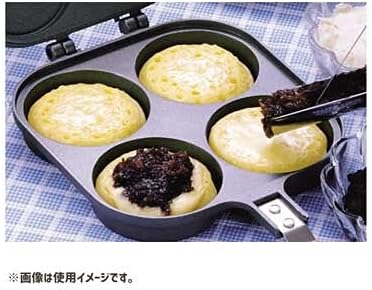 JapanBargain 4742, Japanese Obanyaki Pan Stuffed Pancake Toaster Large 3 inch Pancake Maker Nonstick Aluminum Pan, Four Molds