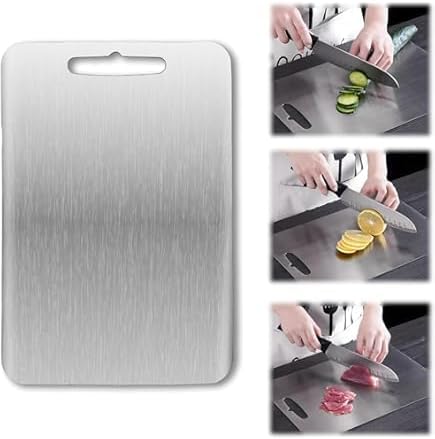 Titanium Cutting Board 100% Pure Titanium, Double-Sided cutting boards non toxic, Rustproof & Dishwasher Safe – Lightweight,metal cutting board Non-Porous Chopping Board for Meat, – 18” x 12”