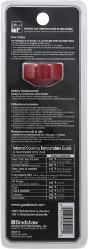 GoodCook Everyday Digital Instant Read Food Thermometer, Stainless Steel Probe, Fahrenheit & Celsius Display, Pocket Sleeve Included