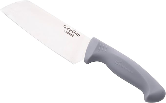Restaurantware Comfy Grip 6.5 Inch Vegetable Knife 1 Sharp Cooking Knife - Ergonomic Handle Non-Slip Grip Gray Stainless Steel Kitchen Knife Dishwashable Slice And Dice Fruits Or Vegetables