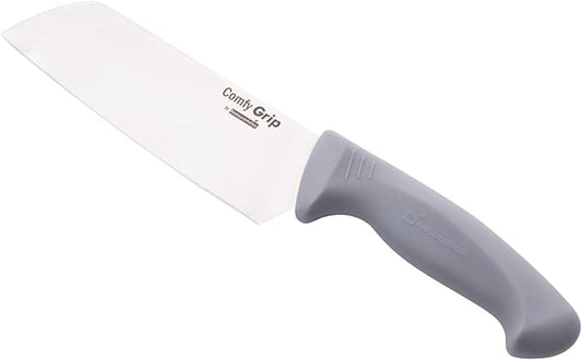 Restaurantware Comfy Grip 6.5 Inch Vegetable Knife 1 Sharp Cooking Knife - Ergonomic Handle Non-Slip Grip Gray Stainless Steel Kitchen Knife Dishwashable Slice And Dice Fruits Or Vegetables