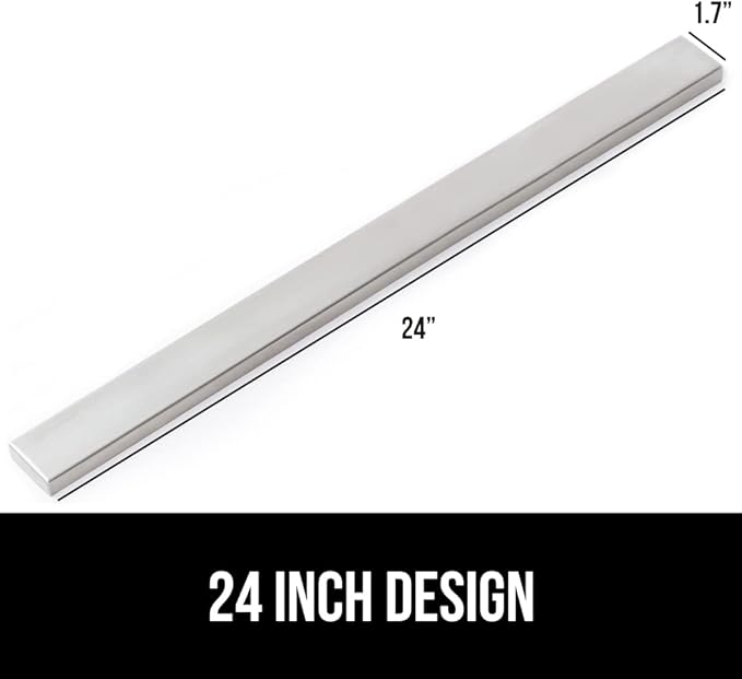 GORILLA GRIP Stainless Steel Magnetic Knife Holder for Wall, 24 in, Magnet Bar for Knives, Tools, Supplies, Heavy Duty Metal Strip Holds Up to 6 lbs, Kitchen Organizer, Non-Adhesive, Drilling Required
