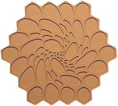 Modern Twist Trivet, 100% Food-Grade Silicone, Up to 675 Degree F Potholder, Single Hot Pad for Tabletop or Countertop, Waterproof, Amber