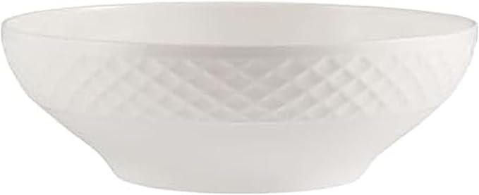 Mikasa Trellis White Bone China Lightweight Chip Resistant Vegetable Serving Bowl, White