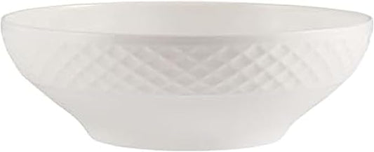 Mikasa Trellis White Bone China Lightweight Chip Resistant Vegetable Serving Bowl, White