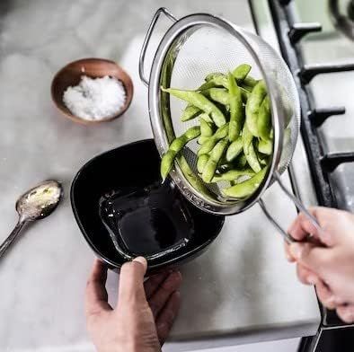TrueCraftware- 10-Inch Single Mesh Strainer Stainless Steel 8" Handle Length- Kitchen Utensil Food Strainer Skimmer Spoon for Cooking Sieve Sifters Rice Quinoa Pasta Fruits Vegetable