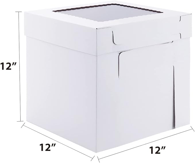 Huoshange Tall Cake Boxes for Tier Cakes,12x12x12 Inch [10 Pack ] Thick Sturdy Bakery Box with Window,White Wedding Cake Boxes,Layer Cake Carrier,Disposable Cake Containers