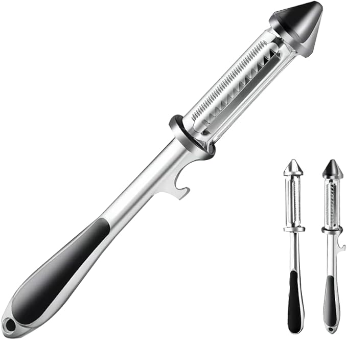 Zinc Alloy Kitchen Peeler Multi-Purpose Peeler For Fruits Vegetables And Various Foods Features Interchangeable Blades For Peeling Shredding Coring And Bottle Opening (A)