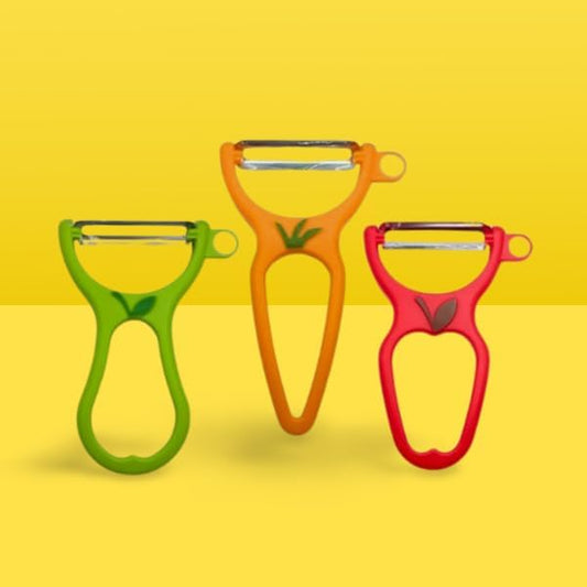 Original Vegetable Shaped Peelers w/Steel Blade, Multiple Colors Available (3)