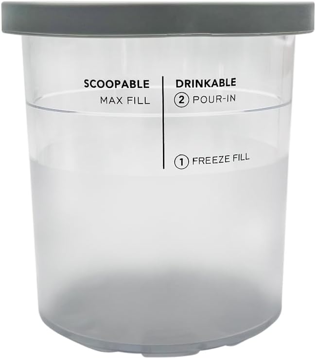 XL Family Size Ice Cream Pint Containers, Compatible with Ninja NC501 CREAMi Deluxe 11-in-1 Ice Cream & Frozen Treat Maker and model: NC500, NC501, NC501H, NC501HBL and NC501HGN. (GRAY)