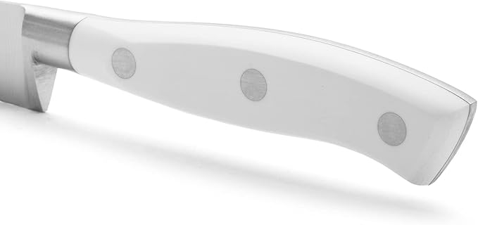 Arcos Forged Knife 8 Inch Nitrum Stainless Steel and 200 mm blade. Sharp Knife to Meat and Fish. Ergonomic Polyoxymethylene POM Handle. Series Riviera Blanc. Color White