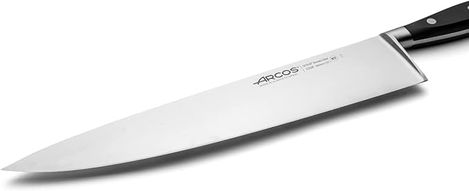 Arcos Forged Chef Knife 12 Inch Stainless Steel. Multi-use Professional Cooking Knife for Cutting Meat and Vegetables. Ergonomic Polyoxymethylene Handle and 300mm Blade. Series Riviera. Color Black