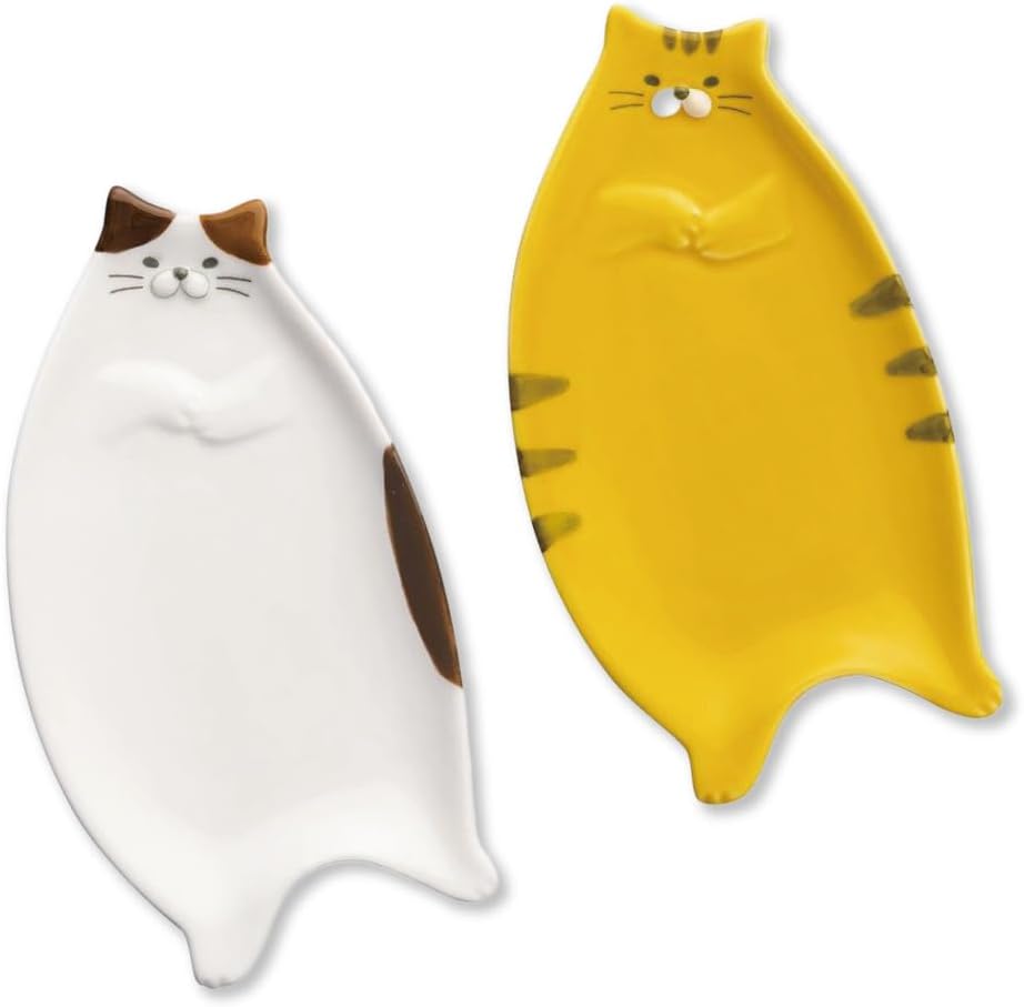Spoon Rest for Stove Top [ Designed in Japan ] Cute Ceramic Spoon Rest/Holder for Kitchen Counter (calico cat)