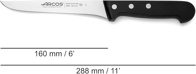 ARCOS Slicing Set 3 Pieces Nitrum Stainless Steel and mm blade. Ergonomic Polyoxymethylene POM Handle. Series Universal. Long, sturdy blade and serrated edge and serrated edge easily cuts. Color Black
