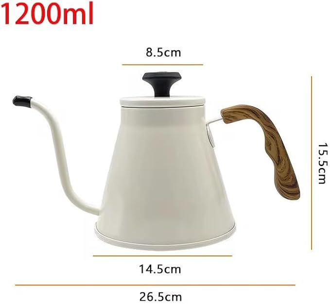 Gooseneck Kettle with Thermometer for Pour Over Coffee and Tea, 37 fl oz, Stainless Steel, Durable 3-Layer Base, Ideal Spout for Precision Pouring, Compatible with all Stove Tops (White)