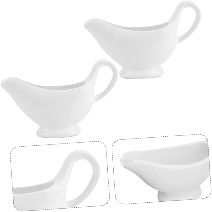 Cabilock Ceramic Gravy Boat 6.1X3.6In Porcelain Sauce Server with Handle for Gravy Salad Dressings Condiments and Sauces Ideal for Kitchen Dining and Entertaining
