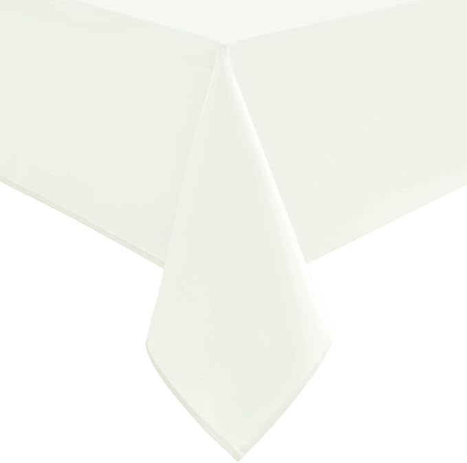 Hiasan Ivory Tablecloth for Rectangle Tables - Waterproof and Spillproof Washable Fabric Table Cloth for Dining Room Kitchen, 60 x 140 Inch