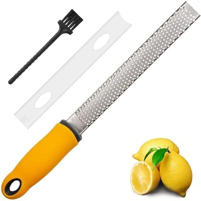 Lemon Zester Tool with Grater for Citrus, Ginger, Garlic, Nutmeg Zester Grater With Handle, Zester Having Protective Cover perfect For Lemons With Cleaning Brush.