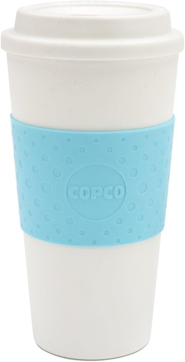 Copco Acadia 16 oz Travel Mug - Insulated Reusable Coffee Tumbler with Double-Walled Plastic, Leak-Proof Lid, BPA-Free - Portable Mug for Hot & Cold Drinks, Cup Holder Friendly (Azure Blue)