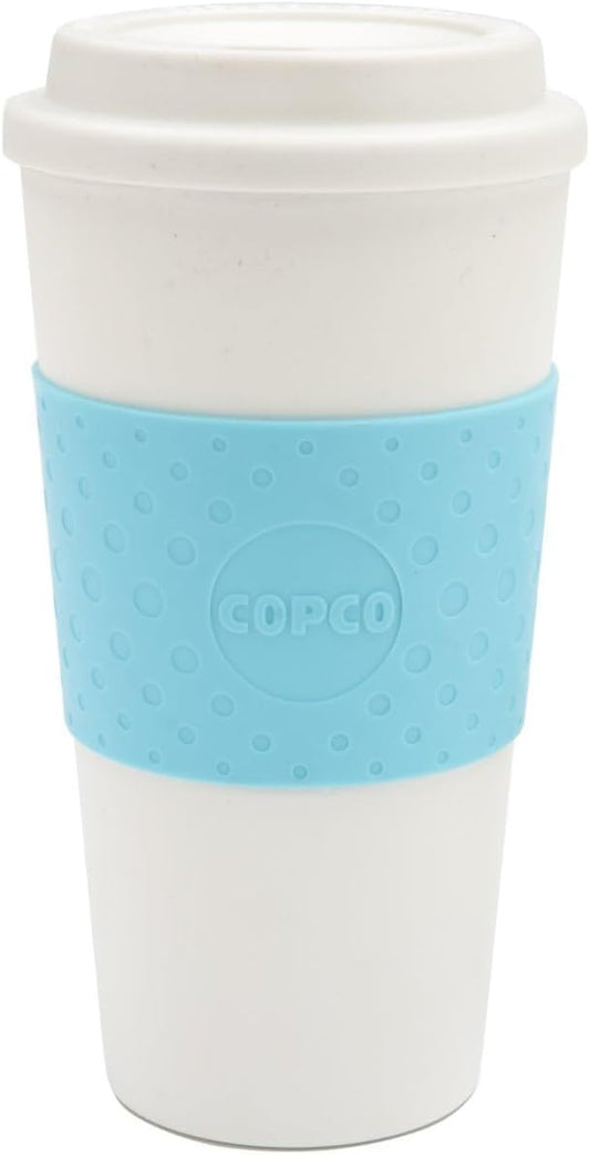 Copco Acadia 16 oz Travel Mug - Insulated Reusable Coffee Tumbler with Double-Walled Plastic, Leak-Proof Lid, BPA-Free - Portable Mug for Hot & Cold Drinks, Cup Holder Friendly (Azure Blue)