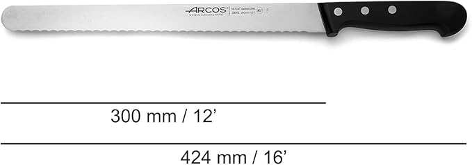 Arcos Pastry Knife/Cake Knife 12Inch Nitrum Stainless Steel and 300mm Blade.Ergonomic Polypropylene Handle. Allows to cut and prepare the bases for cakes and pastries. Series Universal. Color Black