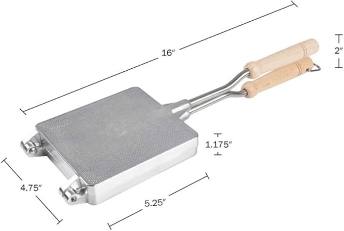 Waffle Maker for Stovetop or Campfire Cooking Equipment - Aluminum Flip Pan Belgian Waffle Iron with Handles - Portable Camping Toaster Great for Kitchen and Camping Cookware by Kings County Tools
