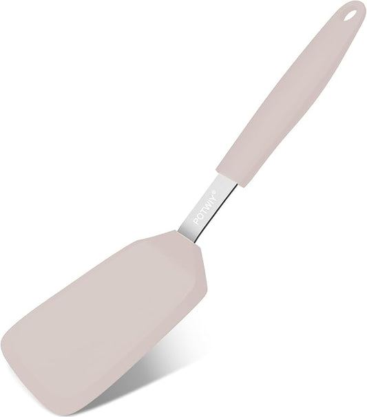 Silicone Spatula, 13 x 3.2 In, 600°F Heat Resistant Kitchen Spatula, BPA Free, Flexible Turner For Non Stick Frying Pan, Cooking, Flipping Egg and Pancake, Dishwasher Safe (Khaki)