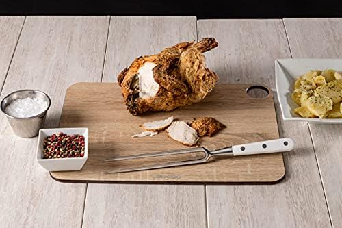 ARCOS Forged Carving Fork 7 Inch Nitrum Stainless Steel. Useful utensil for chopping roast meat with a carving knife. Series Riviera Blanc