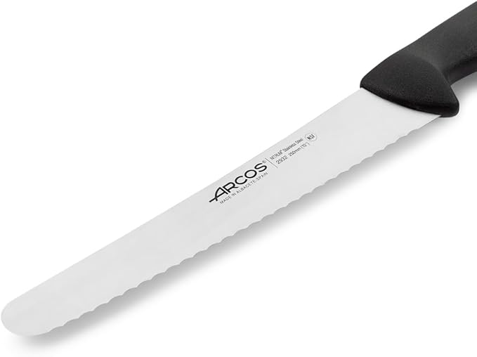 Arcos Pastry Knife/Cake Knife 10 Inches Nitrum Stainless Steel and 250 mm blade. Cut, section, and slice bases for cakes Ergonomic Polypropylene Handle. Series 2900. Color Black