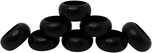 Handmade Wooden Napkin Ring Made by Artisan Beautifully Crafted and Designed in India Black Set of 12 (BH)