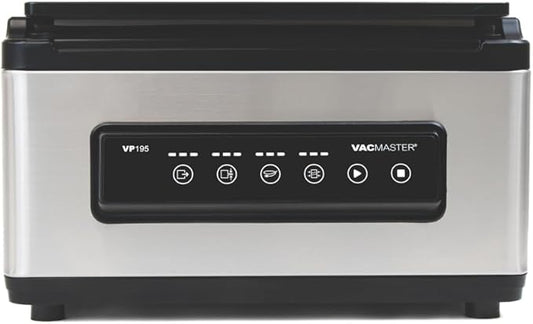 VacMaster VP195 Chamber Vacuum Sealer, 2-in-1 Sealing Power, Dual Function Chamber & External Sealing, Internal for Pouches 12"x12", External for Textured Pouches 12" & Longer, Stainless Steel