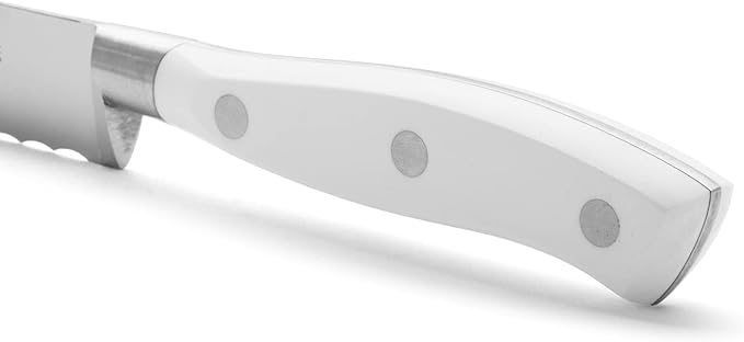 Arcos Bread Knife 8 Inch Nitrum Stainless Steel and 200 mm blade. Obtain a great variety of cuts for your food. Ideal knife for daily domestic use. Series Riviera Blanc. Color White.