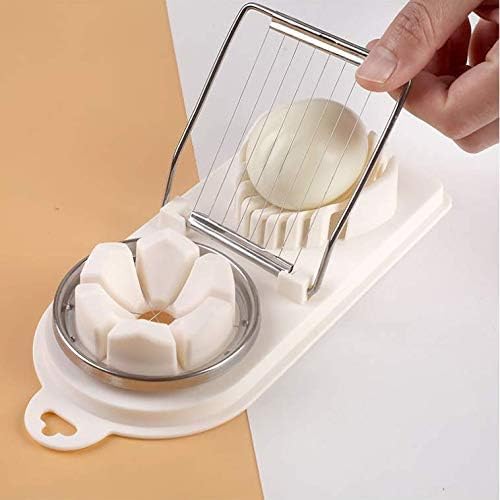Egg Slicer Fruit Cutter,2 in 1 Stainless Steel Cutting Wires Used for Boiled Egg, Strawberries,Banana and kiwi fruit(White)