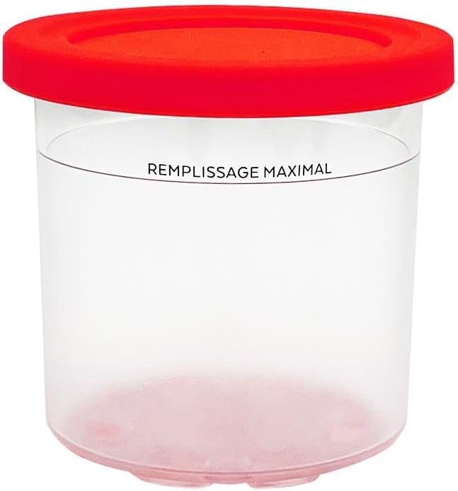 4 Pack Replacement Ice Cream Pint with Lid，Compatible with Ninja Creami Ice Cream Maker: NC301, NC300, NC299AMZ Series (Red/Orange/Purple/Coffee)
