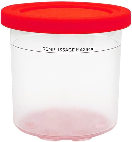 4 Pack Replacement Ice Cream Pint with Lid，Compatible with Ninja Creami Ice Cream Maker: NC301, NC300, NC299AMZ Series (Red/Orange/Purple/Coffee)