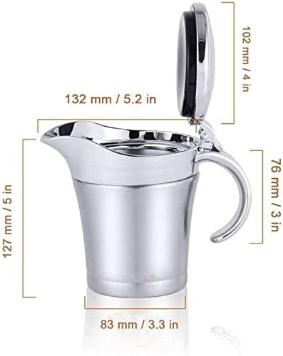 Stainless-Steel Double Insulated Gravy Boat - Sauce Jug with Hinged Lid, Ideal for Gravy or Cream at Thanksgiving, Gravy Pitcher - 16 oz/450 ml